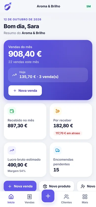 Painel inicial do Girova no telemóvel.